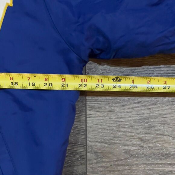 Vintage 90s Rennoc Classic Quilted Bomber Varsity Jacket SNOW Blue Gold - Medium - Picture 6 of 7